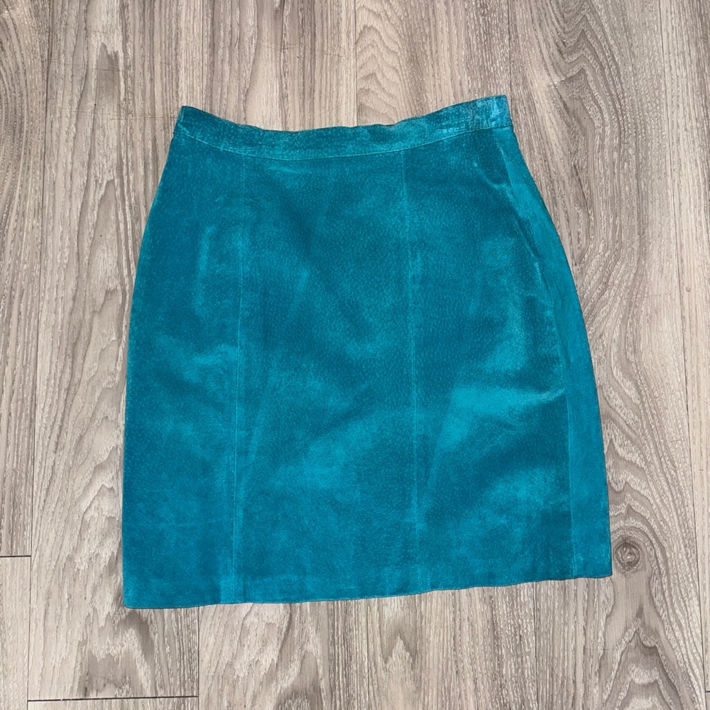 Vintage Notations suede turquoise skirt
